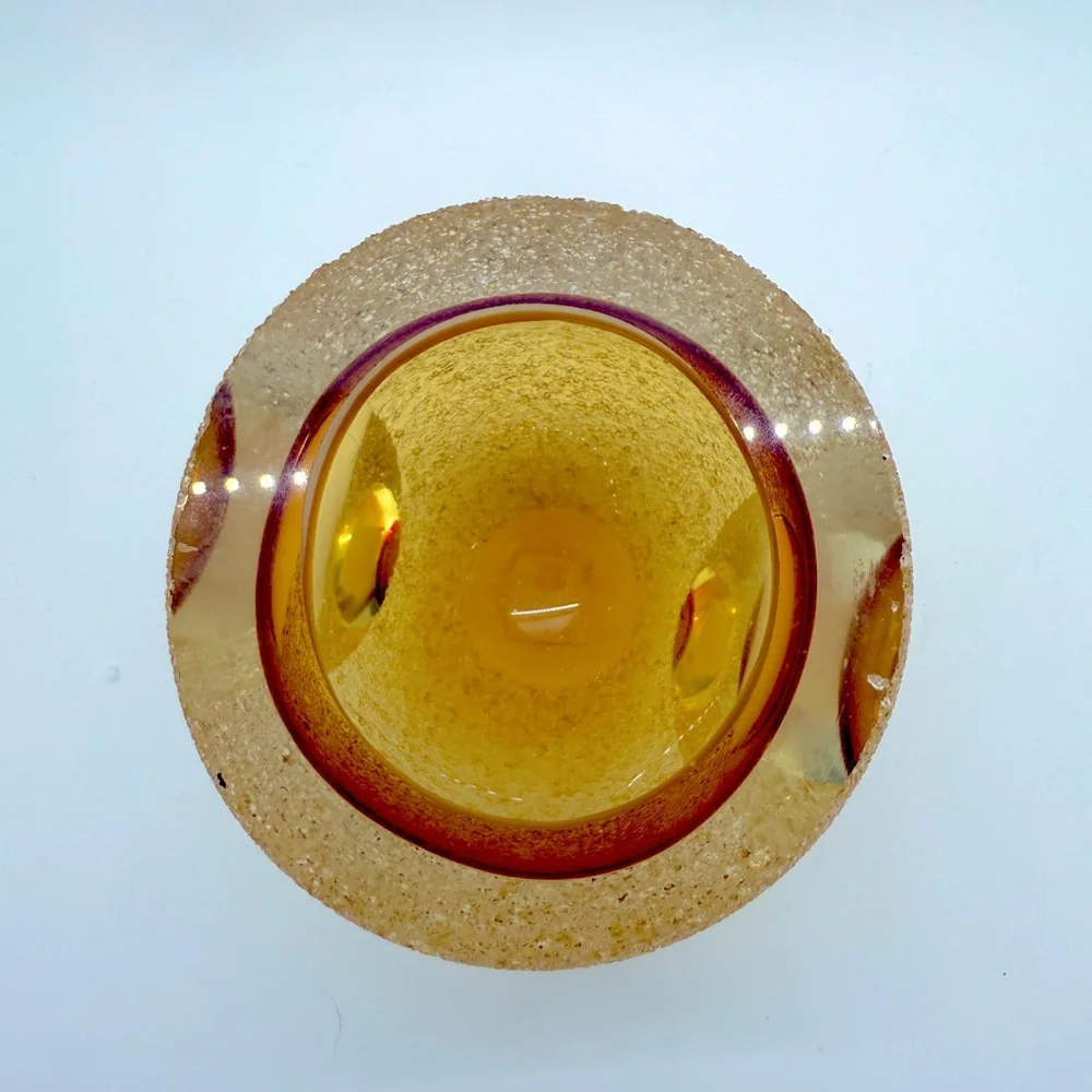 Fifth avenue glass amber frosted Tea‎ Light votive candle holder Geode